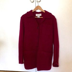 100% wool magenta sweater jacket by Talbot, size XS